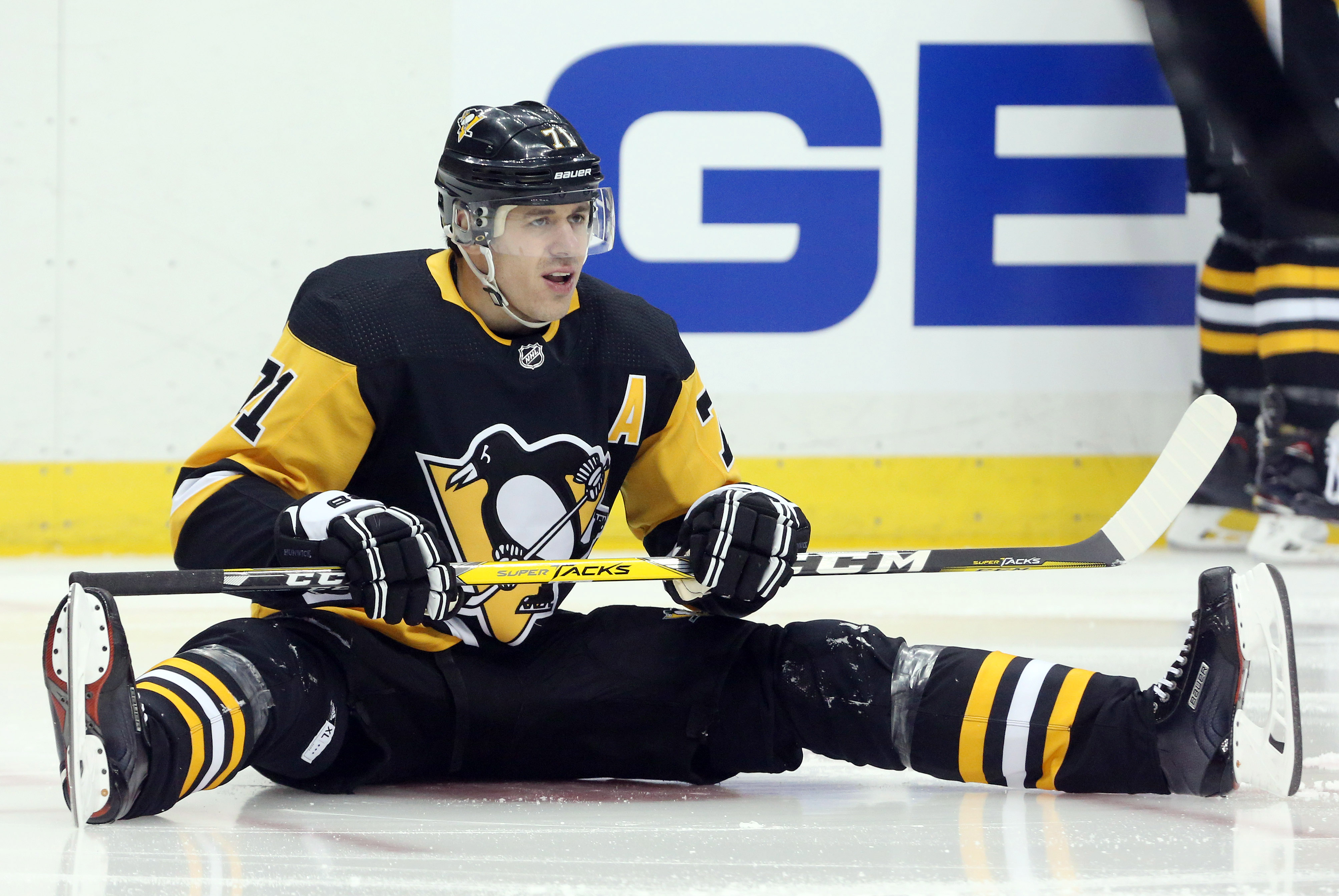 Penguins star Evgeni Malkin remains sidelined by a lower-body injury as the NHL playoffs continue.