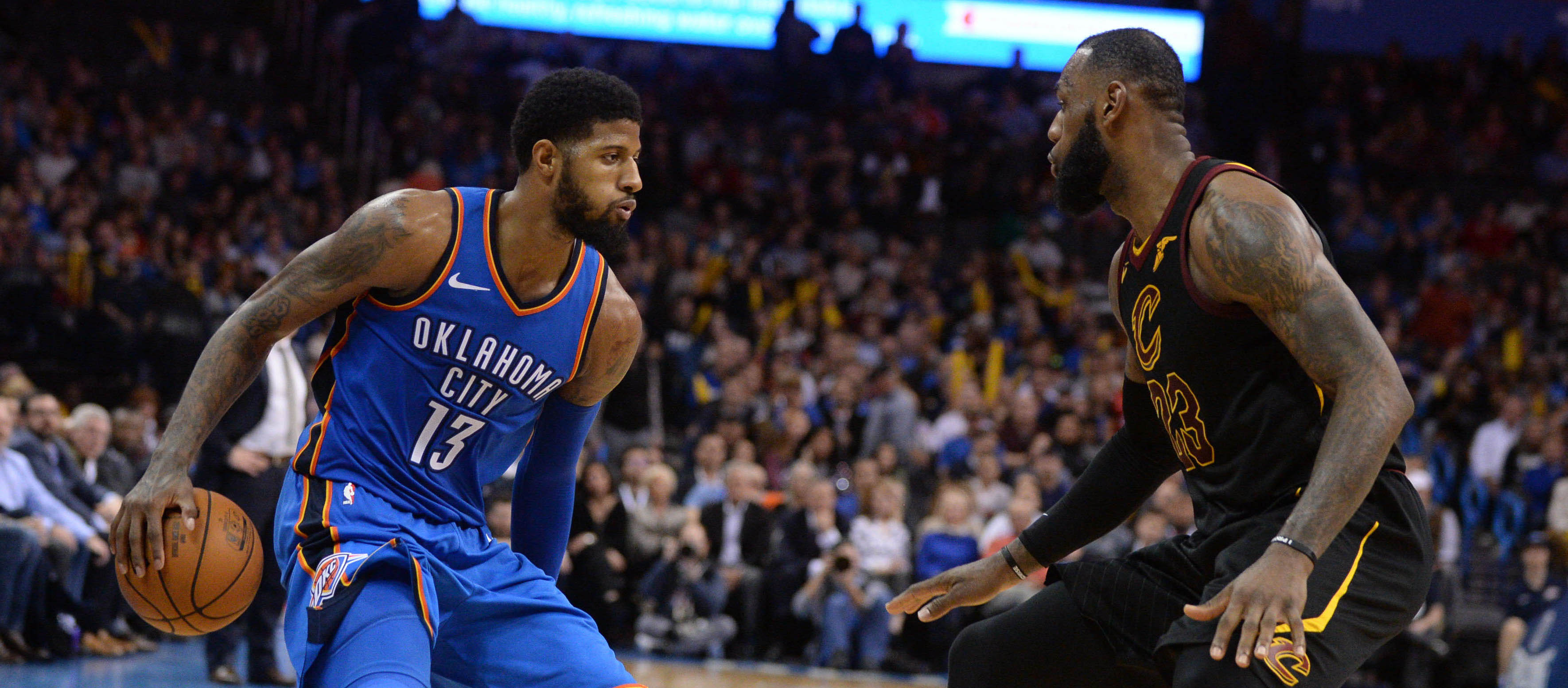 LeBron James, Paul George, NBA, Cleveland Cavaliers, Oklahoma City Thunder